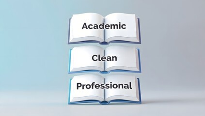 Clean and professional academic books stacked in a minimalist, modern setting for study, learning, research, and organized education visuals