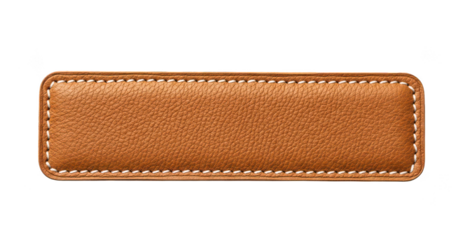 Brown Leather Label With White Stitching