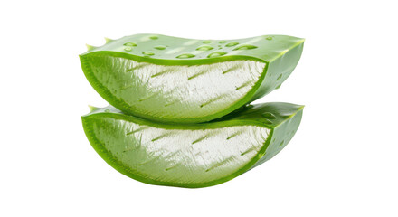 Obraz premium Fresh Aloe Vera Slices With Water Drops On Black Background
