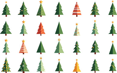 Festive Christmas trees for holiday designs