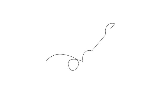 Wrench Tool,Continuous Single Line Drawing Animation, Minimalist Monoline Vector of Spanner Icon, Simple Linear Mechanic Tool Illustration on White Background