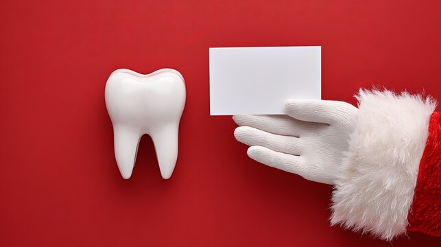 Santa's dental advice for a bright Christmas smile, a festive holiday greeting from your dentist or orthodontist, happy holidays from your dental team