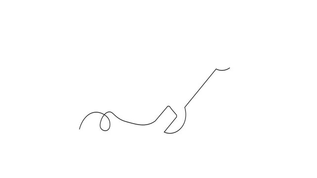 Wrench Tool,Continuous Single Line Drawing Animation, Minimalist Monoline Vector of Spanner Icon, Simple Linear Mechanic Tool Illustration on White Background