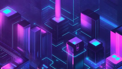 Digital cityscape representing future data processing and network technology - Powered by Adobe