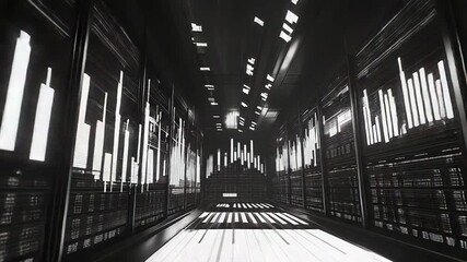 Data center server room organizing and processing big data - Powered by Adobe