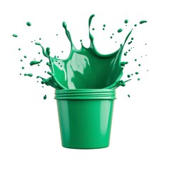 Vibrant Green Paint Splash in a Container Captured in High-Definition