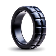 Sleek black rubber ring with textured design and modern aesthetics