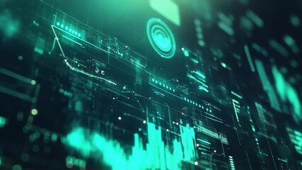 Digital data interface displaying soundwave analytics and information - Powered by Adobe