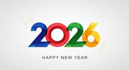 2026 New Year number, geometric colorful logo card, New Year 2026 banner