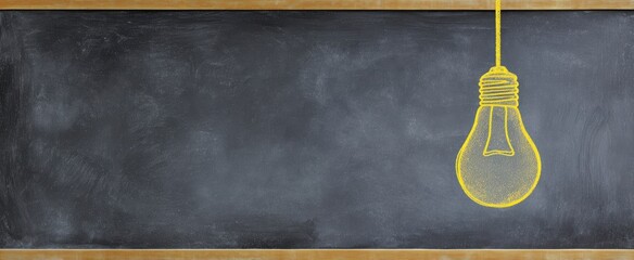 The Lightbulb Drawn on Chalkboard Representing a Bright Idea and Creativity