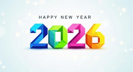 2026 New Year number, geometric colorful logo card, New Year 2026 banner