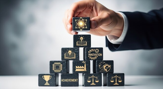 Achieve business success with strategic building blocks for innovation, knowledge and achievement in a dynamic modern business environment today