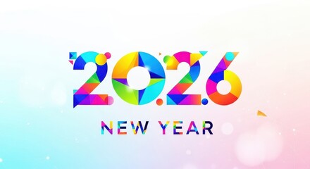 2026 New Year number, geometric colorful logo card, New Year 2026 banner