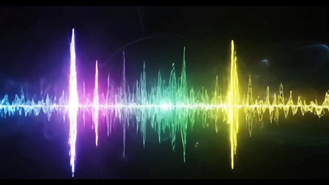 Neon Rainbow Audio Spectrum Visualizer Loop, Dynamic Music Equalizer
