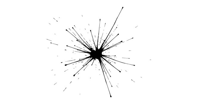 Abstract starburst vector illustration black and white radiating lines from a central point isolated on white background