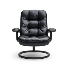 Fototapeta premium Modern Black Leather Swivel Chair with Comfortable Cushioning Design