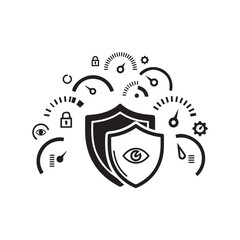 Digital data protection, cyber security and privacy icon concept