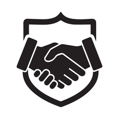 Secure business partnership handshake icon within a strong shield