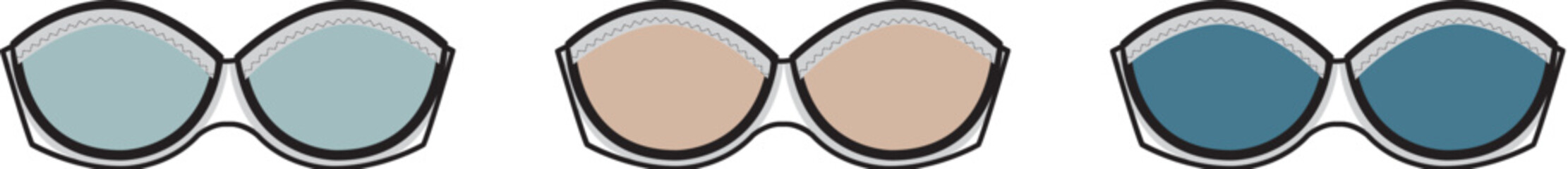 Geometric shapes of abstract spectacles with color gradients for design and visual concepts