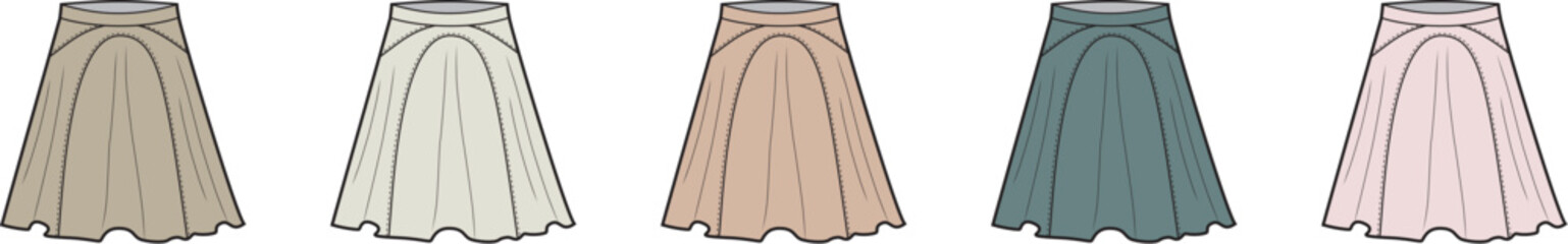 Various Skirt Styles A Collection of Pleated, Flowing, and Elegant Skirt Designs in Neutral Hues