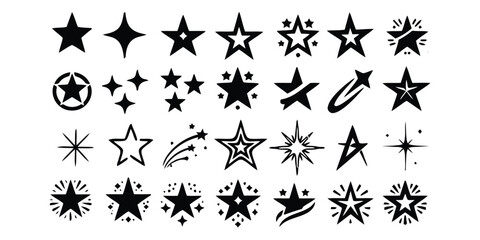 star, icon, symbol, shape, graphic, design, element, celestial, twinkle, sparkle, shooting star, burst, constellation, award, success, celebration, holiday, abstract, simple, modern, collection, set, 