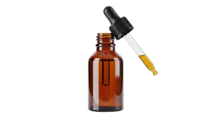Amber Glass Bottle with Dropper for Liquid Medicine.