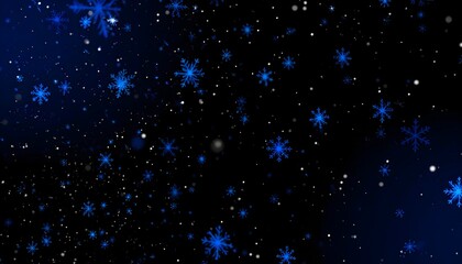 Fototapeta premium Blue Snowfall and Glowing Particle Abstract Background