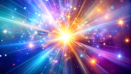 Naklejka premium Vibrant Radiant Flash with Multicolor Space Effects and Streaking Light Beams