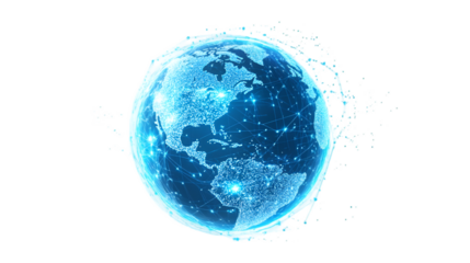 Digital earth globe with glowing network connections concept of global communication
