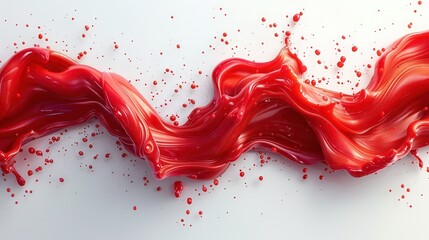 a vibrant red paint splash frozen in mid-air on a minimal white background with sharp details and realistic lighting 