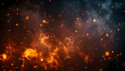 Abstract Fiery Bokeh and Particle Background