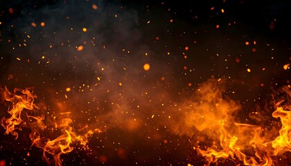 Abstract Fiery Bokeh and Particle Background