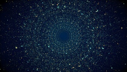 Deep Blue Cosmic Dust Background with Radiant Sparkling Particles and Dark Center