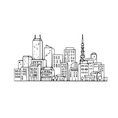 Naklejka premium Minimal urban city skyline building line illustration