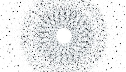 Abstract Black and White Radial Dot Pattern Background with Circular Dispersion