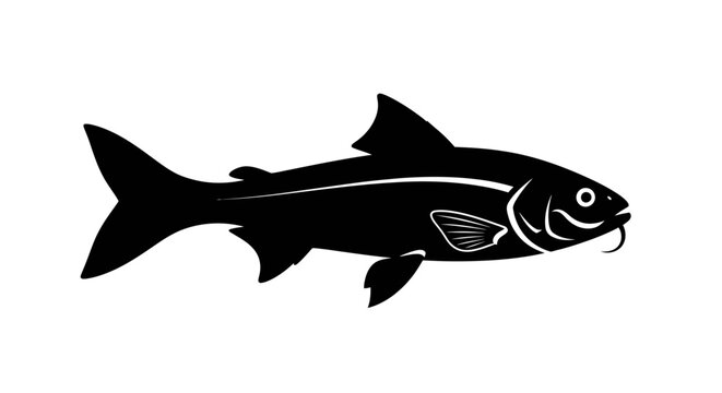 Black silhouette of a fish with barbels