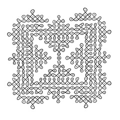 Square Kolam Pattern – Traditional South Indian Line Art