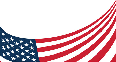 Obraz premium Waving American Flag Banner Background, Abstract US Flag Design, Patriotic Wavy Stripes and Stars Graphic, United States Flag Border Template, illustration, vector.