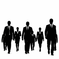 Group of business people walking forward together.