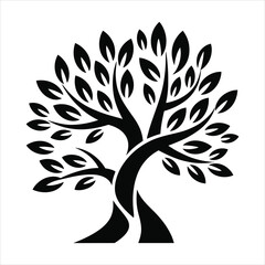 Flowing Black Tree Logo with Reflection