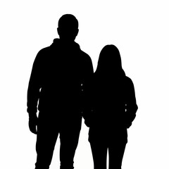 Silhouette of a man and woman standing together.