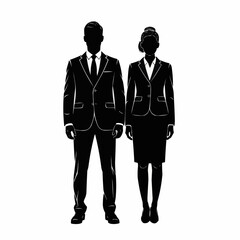 Formal attire silhouettes of a man and woman, business professionals.
