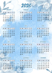 Cute Floral Daisy Flower 2026 Calendar, calendar 2026