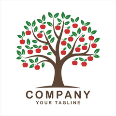 Obraz premium Professional Apple Tree Symbol with Roots for Natural Health and Wellness Brands