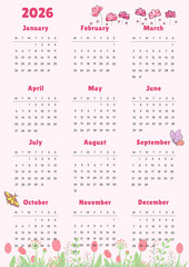 Cute Floral Daisy Flower 2026 Calendar, calendar 2026