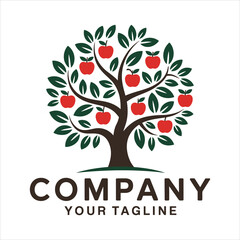 Fototapeta premium Modern Apple Tree Logo Design for Organic Fruit Farm and Business Identity