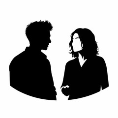 Silhouette of a Man and Woman in Conversation.