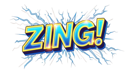Zing Comic Book Style Word with Lightning Effect.