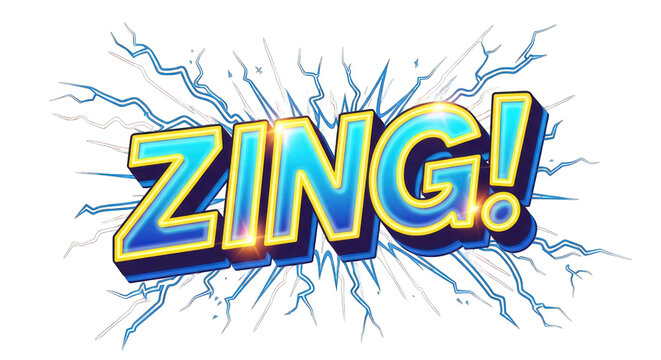Zing Comic Book Style Word with Lightning Effect.