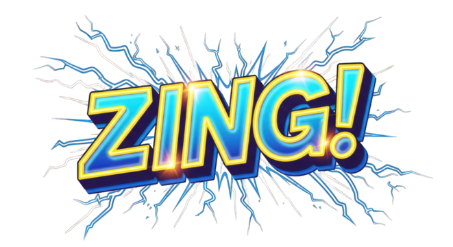 Zing Comic Book Style Word with Lightning Effect.